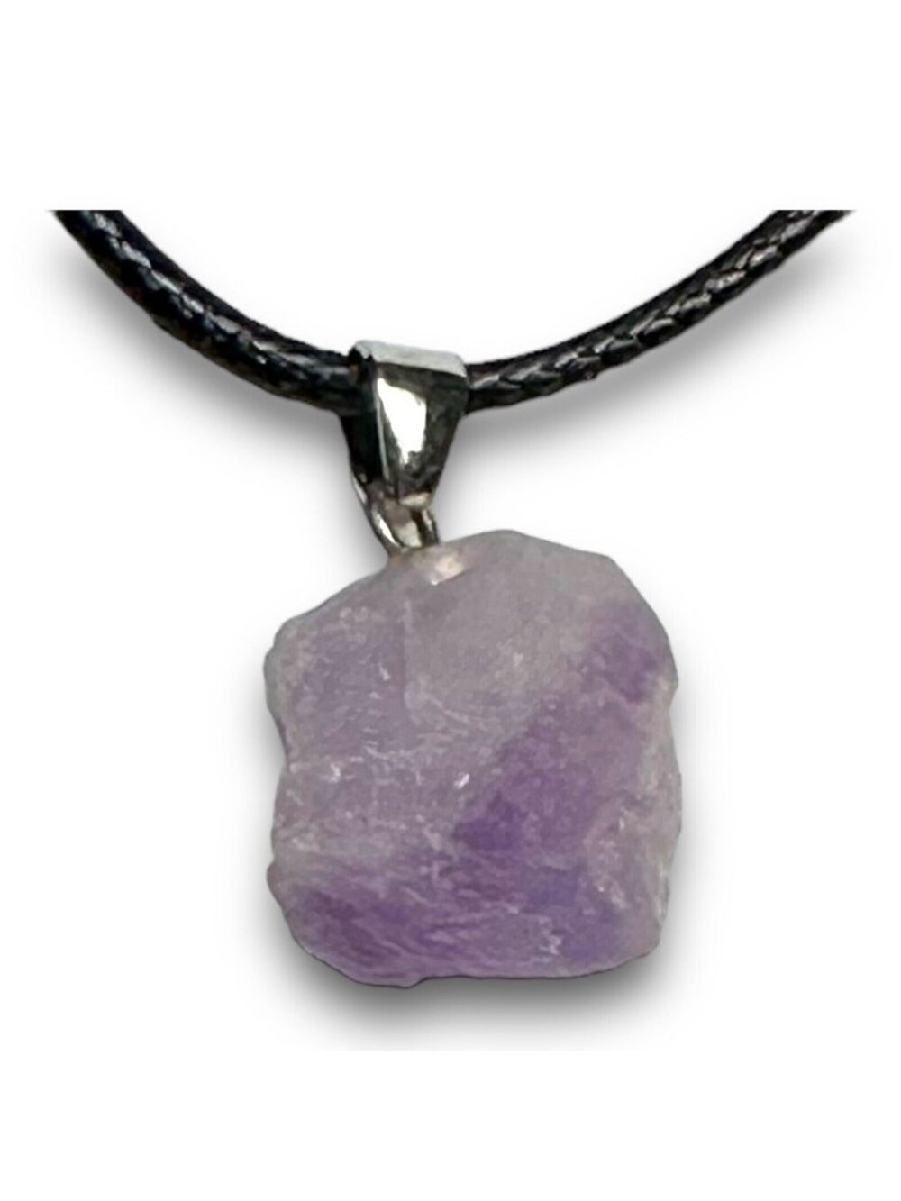 Natural Amethyst Quartz Necklace Pendant Raw Spiritual Balance Calming NWOT